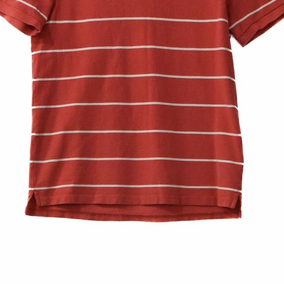 J. Crew Mens Red White Polo Shirt Stripes Collared Slits Buttons Short Sleeve L - Picture 2 of 4